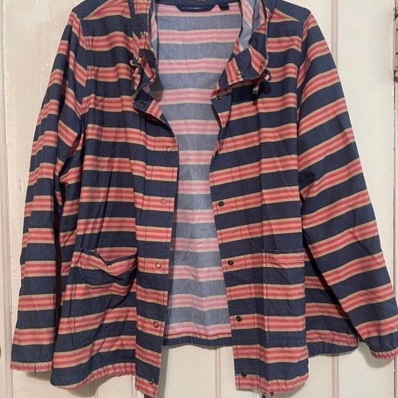 Isaac Mizrahi women’s Blue Stripe Hoodie Jacket‎ Size 1X Lightweight Jacket - Picture 11 of 12